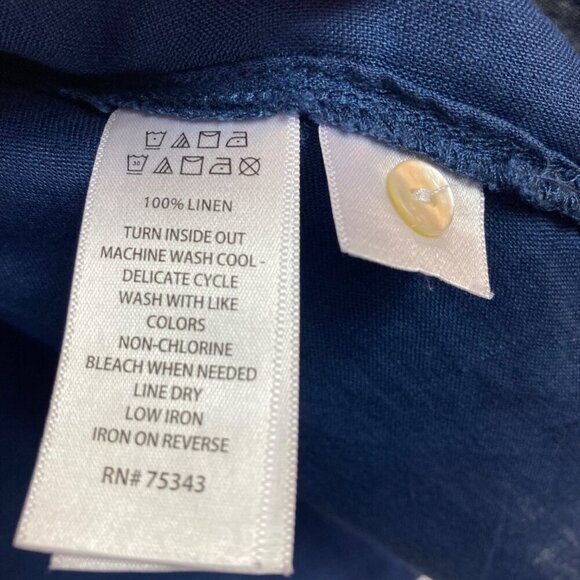 Womens Jones & Co Linen Shirt Sleeveless Button Navy M - Picture 6 of 6